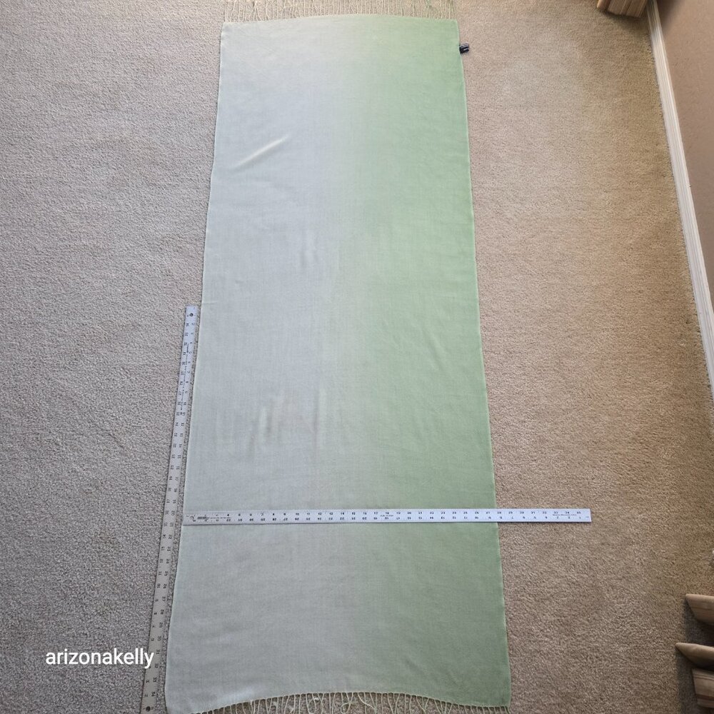 John Hanley 100% Wool Lightweight Scarf Gradient Green - Picture 5 of 12